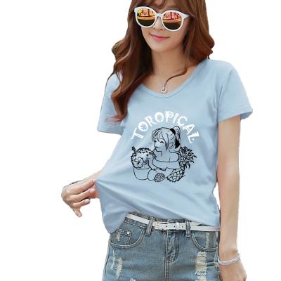 China Anti-Wrinkle RTS Short Sleeved T-shirt Blouse Outfit Nightclub Custom T-shirt Woman for sale