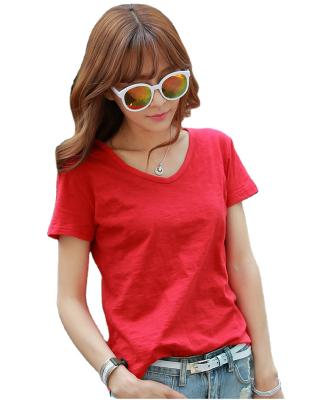 China Custom High Quality Anti-wrinkle RTS Embroidery Women's Soft Cotton T-shirt Printing Plain White Tees Wholesale for sale