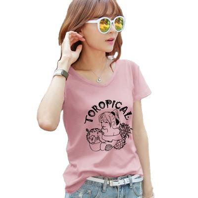 China European Custom Logo Women White Round Neck Anti-wrinkle Summer New T-shirt for sale