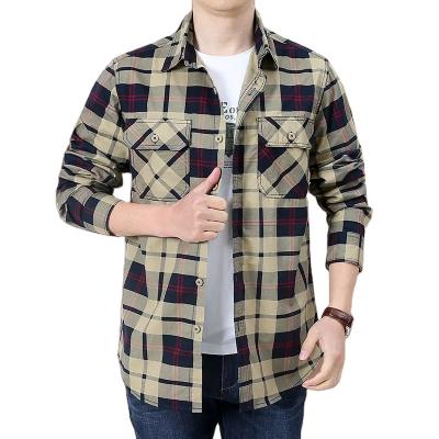 China Anti Shrink Casual Men's Printing Shirts Long Sleeve Casual Poplin Plaid Shirt for sale