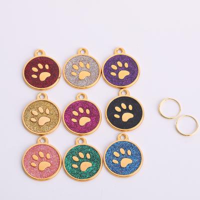 China Art Wholesale High Quality Lower MOQ Folk Metal Glitter Puppy Pam Pet ID Name Colorful Dog Tag for sale