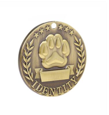 China Folk Art Wholesale Customized Footprints Enamel Laser Engraving Vintage Pet Collar Accessories Zinc Alloy Dog Tags for sale