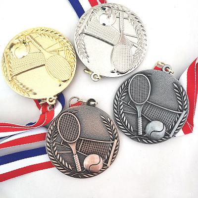 China Wholesale Custom America Sports Medals Awards Metal Blank Medal And Trophies With Ribbon TennisGame Medal for sale