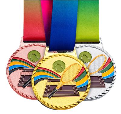 China America Design Your Own Tennis Commemorative Match Award Sports Competition Zinc Alloy Medal With Ribbon for sale