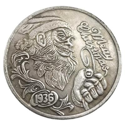 China America Antique Wandering Santa Claus Artifact Brass Commemorative Coin for sale