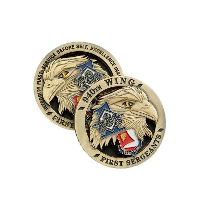 China Challenge America Zinc Alloy Antique Brass Coins 3D Design Logo Enamel Custom Medal Souvenir Coins for sale