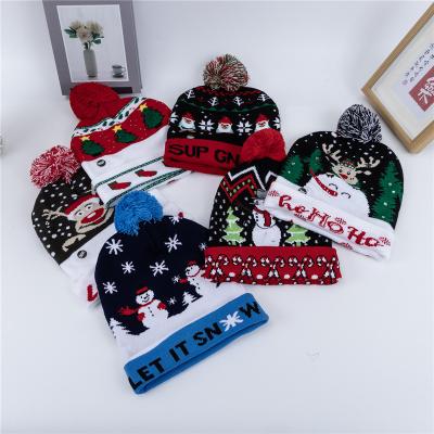 China COMMON Wholesale Kids Size Hats Adults Embroidered Customized Christmas Party Knitted Festival Hats for sale