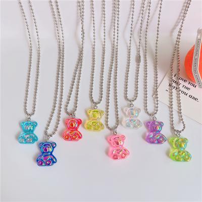 China Trendy Trendy Dangling Candy Pearl Necklace Fashion Charm Choker Bear Necklace Colorful Jewelry for sale