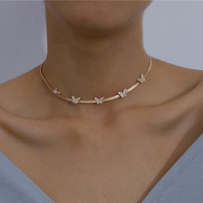 China CLASSIC Gold Plated Chain Necklace Butterfly Choker Necklace Women Butterfly Link Necklace Small for sale