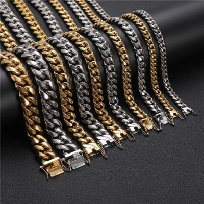 China FASHIONABLE Hip Hop Men Gold Plated Cuban Bangles Stainless Steel Jewelry Bracelet for sale