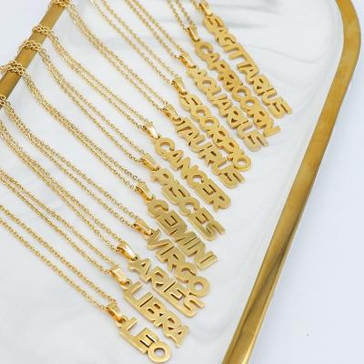 China FASHIONABLE New Design Gold Zodiac Stainless Steel Pendant Necklace for sale