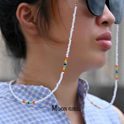 China Fashion Women Necklace Silicone Glasses Seed Bead Acrylic Chain For Reading Glass Rainbow Straps Sunglasses Holder for sale