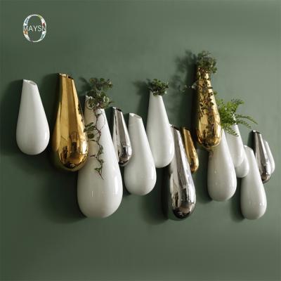 China Minimalist White Silver White Silver Home Accessories Modern Ceramic Home Decor Gold Home Decor Water Drop Shape Home Item Wall Art for sale