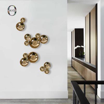 China Minimalist 3D Gold Wall Decor Cymbals Shapes Modern Home Decor Luxury Ceramic Wall Art Gold Dishes and Bowls Accessories for sale