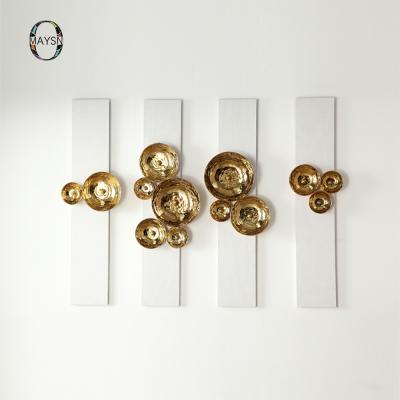 China Minimalist Gold Home Decor Cymbals Shape Gold Dishes and Bowls Decor Ware Luxury Ceramic Home Art Wall Art for sale