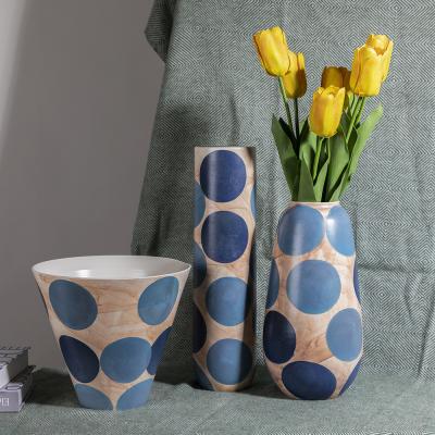 China Art Decor Nordic Colorful Ceramic Vases Planter Sets Home Decoration Accessories Vases For Home Decor Blue&Orange Vases Set for sale