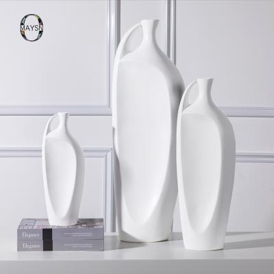 China Large Flower Vases Decorative Matte White Vases for Home Decor/Hallway Home Large Flower Planter Hotel Vase for sale