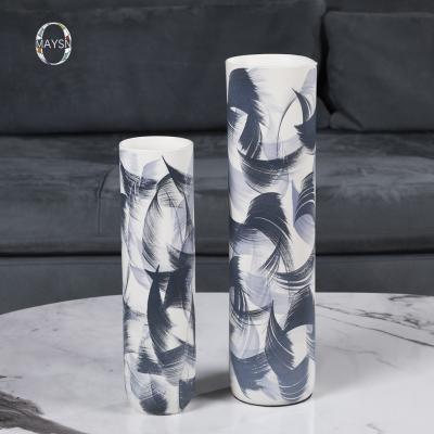 China Modern Minimalist Decorative Art Decor Scratching Patten Porcelain Vases For Home Nordic Textured Ceramic Flower Vase for sale