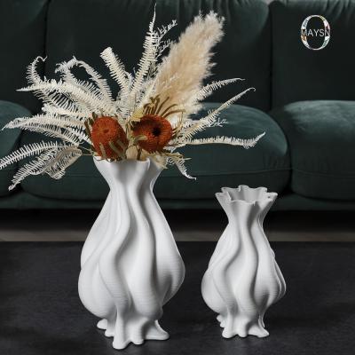 China Minimalist In Stock 3D Print Decoration Ceramic Vases Unique Shape Modern Design OEM Customized Modern Ceramic Home Accessories Vase for sale