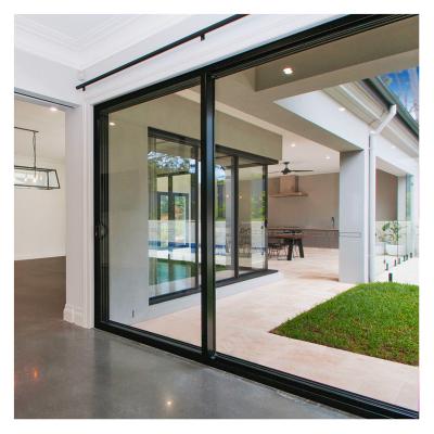 China Waterproof Double Glazed Sliding Doors Australia Standard Aluminum House Double Glazed Doors And Windows Aluminum Patio Accordion Doors for sale