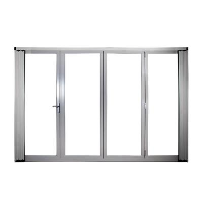 China Waterproof New design External Bi Folding Door Heat Cold resistance Wind resistance four panels double tempered glass bifold folding door for sale