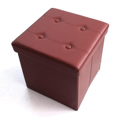 China (Size)Adjustable Cubic Square Footstool Chair Ottoman PVC Folding Storage Box Home Furniture Ottoman Stool or Footstool for sale