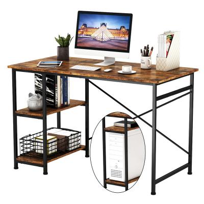 China Large Wooden Extendable Home Use Spell Computer Desk With Shelf Home Kids Writing Home Studio Study Work Desk for sale