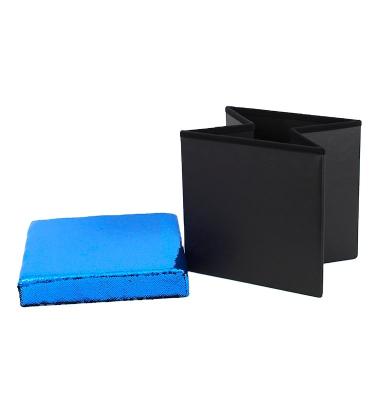 China Wholesale Modern Simple Faux Leather Ottoman Storage Life Fabric Sequins Leather Cube Ottoman Foldable Foldable Box For Kids Bedroom for sale