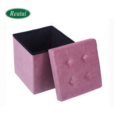 China Reatai Restaurant Foldable Square Buttoned Seat To Sneak Foldable Storage Faux Storage Ottoman High Quality Customized Canvas Foldable Box for sale