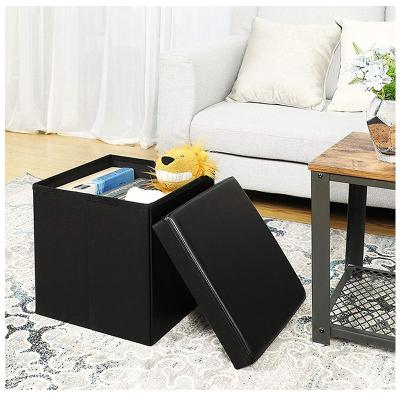 China Foldable Living Room Furniture Custom Sizes Colors PVC Leather Storage Stool Stool Boxes For Storage for sale