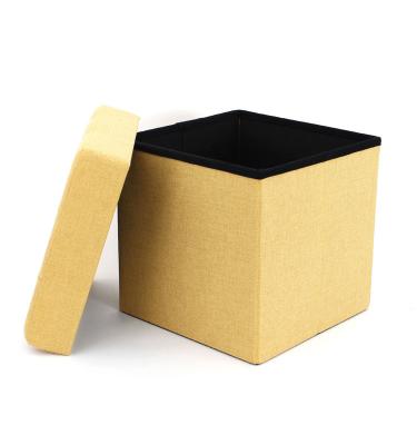 China Yellow Household Foldable Cloth Storage Stool Storage Box Stool Factory Price for sale