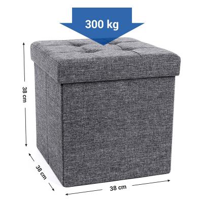 China Adjustable (Height) Living Room Storage Cloth Stools Leather Foldable Canvas Pouf Adorned Stool Box Furniture Maker for sale