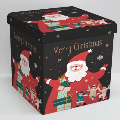 China Foldable Square PVC Storage Christmas Season Stool Bedroom Furniture Modern Folding Stool for sale