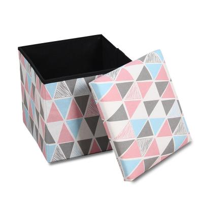 China Amazon Foldable Hot Selling European Chairs Printed Foldable Ottoman Storage Square Ottoman Printed Storage For Space Saving for sale