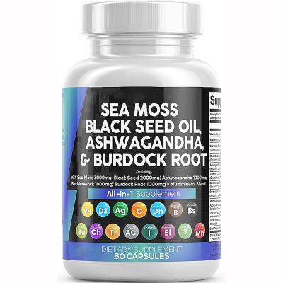 China Immune & Anti-Fatigue Ashwagandha Turmeric Bladderwrack Iodine Chlorophyll ACV Sea Moss Black Seed Oil Capsules for sale