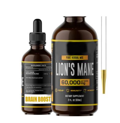 China Antioxidant Lion's Mane Drops Mushroom Extract Drops Lion's Mane Nootropics Liquid Immune System Brain Boost Organic Lions Mane Liquid OEM for sale