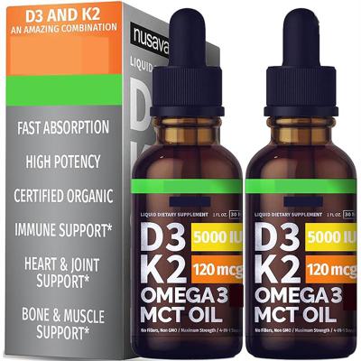 China Strong Bones and Healthy Heart Organic Vitamin D3 Supplement 10000 iu Vitamin D3+K2 Drops Support Strong Bones Healthy Max Strength Sublingual Liquid D3 Drops for sale