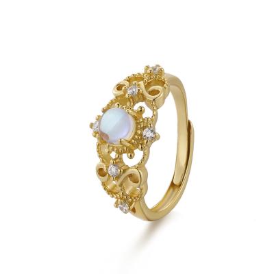 China Good quality 925 silver jewelry material same CLASSIC moonlight ring 18k gold color stone very nice gift for sale