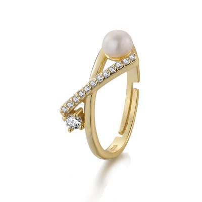 China CLASSIC fashion 925 silver jewelry pearl zircon ring 18k gold color woman gift for sale