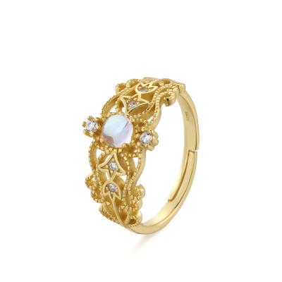 China CLASSIC The Moonlight Silver Color Material Fashion 925 Jewelry Stone Ring Can Be Adjusted Daily Wear Gift for sale