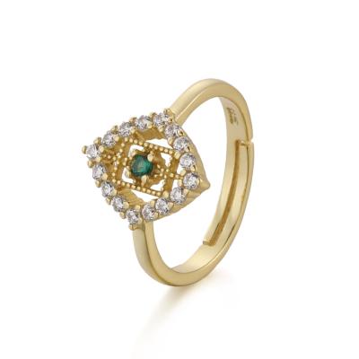 China Fashion Jewelry 925 Sterling Silver 18K Gold Plated CLASSIC Zircon Green Cubic Zirconia Ring Girls Women Jewelry for sale