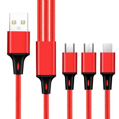 China MP3/MP4 player UBS three in one fast charging data cable, travel charging cable suitable for all electronic devices for sale