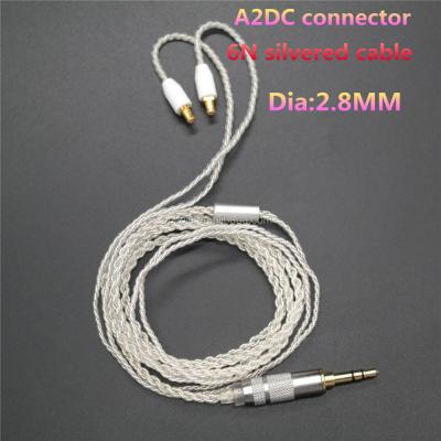 China A2DC Connector 6N Silver A2DC EMI Earbud Replacement Cable For E40/E50/E70/LS200/LS300/LS400 for sale