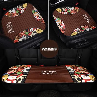 China Easy-to-clean all-weather pads: OEM custom cartoon car cushion 3-piece set, universal car seat cover for sale