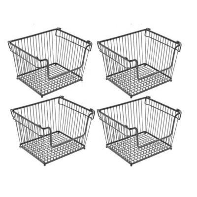 China Large Stackable Handmade Metal Mesh Foldable Egg Iron Birdcage Contemporary Rectangular Black Laundry Fruit Metal Fruit Locker for sale