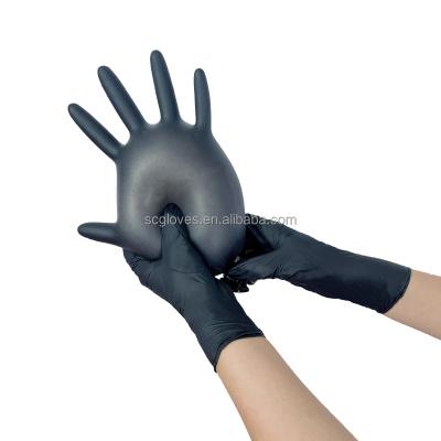 China Clearning China Wholesale Most Popular Black Nitrile Kitchen Gloves PVC Power White Card Oil Proof Gloves for sale