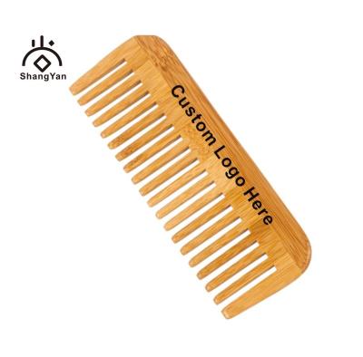 China Custom Wide Cushion Logo Anti-Static Natural Wood Bamboo Tooth Hair Care Beard Combs for sale