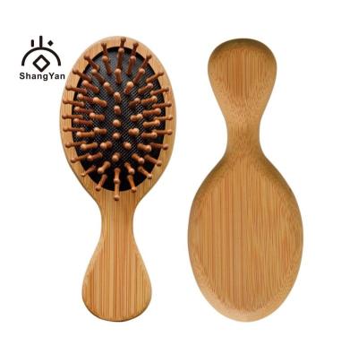 China Custom Laser Logo Small Travel Wood Hair Natural Biodegradable Bamboo Cushion Pins Brush for sale