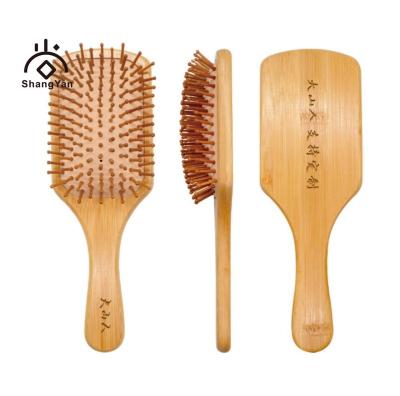 China Cushion Personalized Logo Bamboo Wood Pin Paddle Custom Hair Cushion Massage Combs Brush for sale