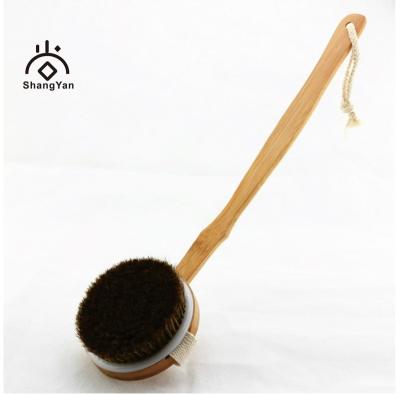 China All Natural Wooden Detachable Head Dry Wet Shower Bath Scrubber Brush All Natural Large Size Men Long Horse Handle Hair Scrubber Cleaning Brush for sale